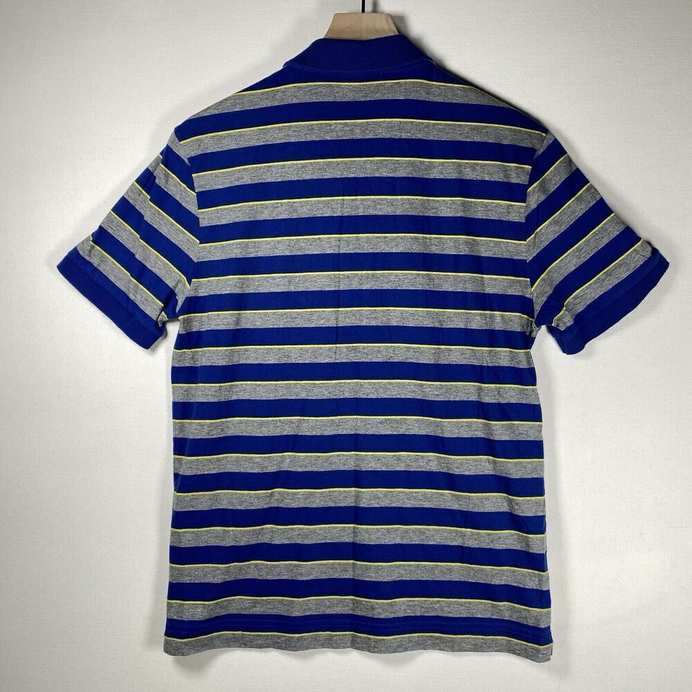 VINTAGE Lacoste Sport Polo Men Size 4 Medium Shirt Grey Blue Striped Classic Fit - Picture 4 of 7